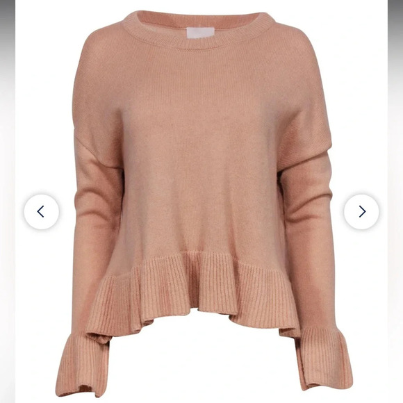 Cinq a Sept - Peach Bell Sleeve Sweater w/ Peplum Hem Size XS - Picture 1 of 5
